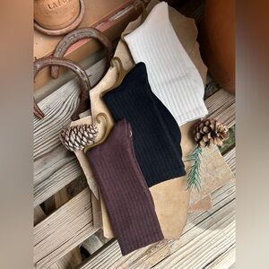 Cashmere Crew Ribbed Knit Sock 3 Pack Set New with tags Three Earthtone Colors